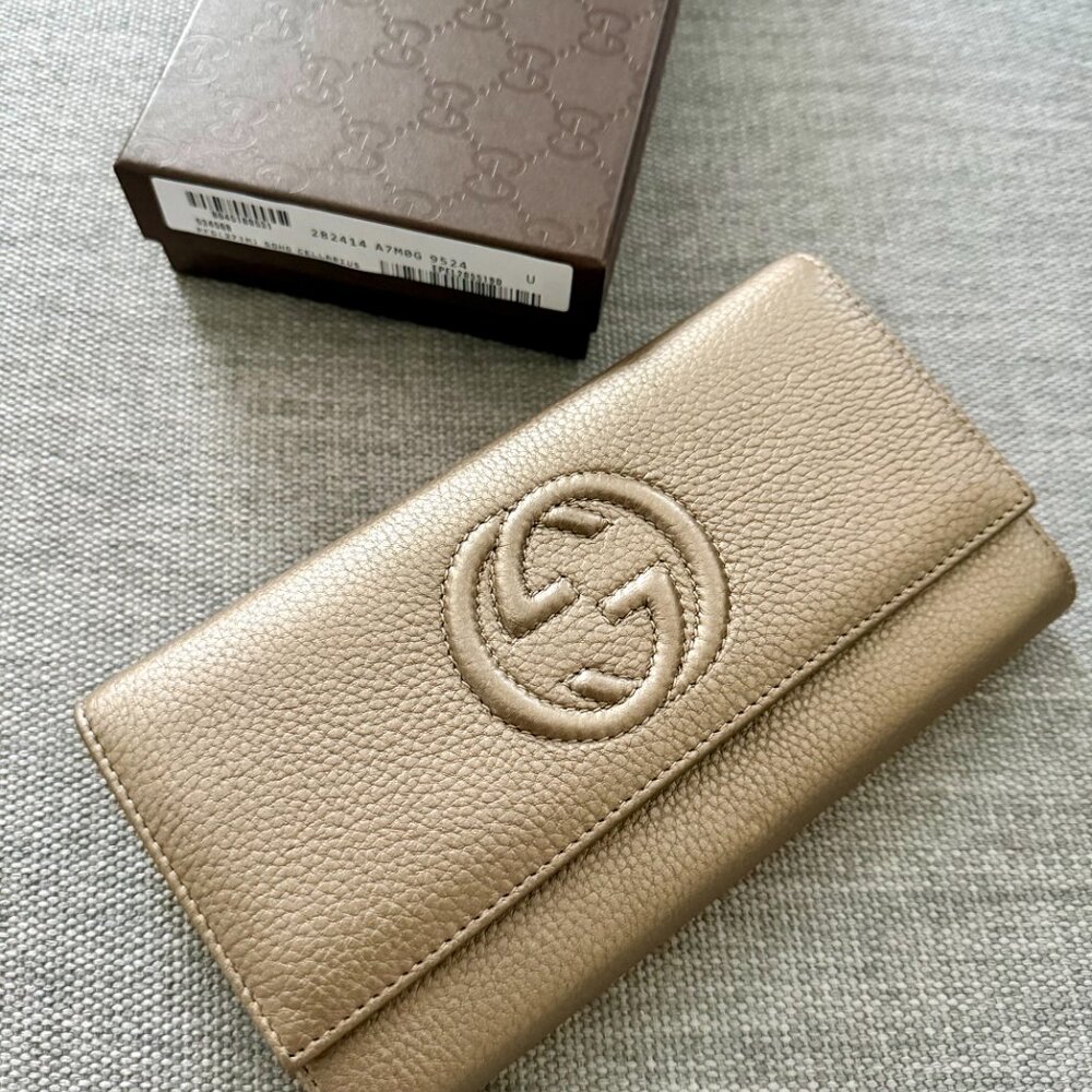 New Gucci Soho Leather Continental Wallet